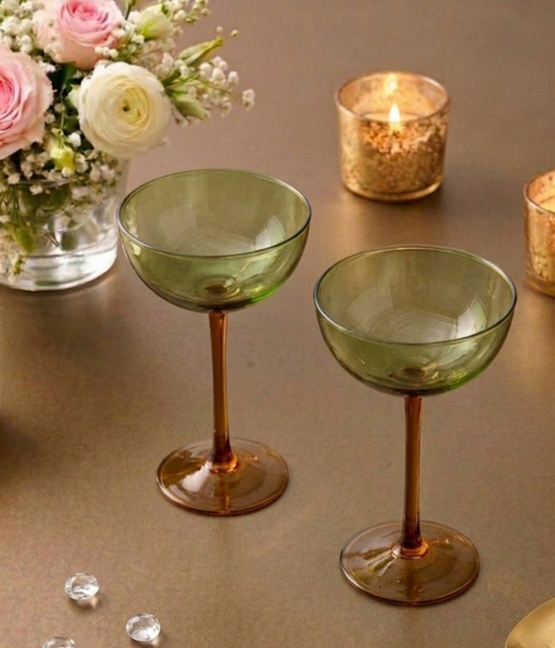 Amber-Stemmed Moss Glasses (Pack of 6) – Glassware by Grandeur