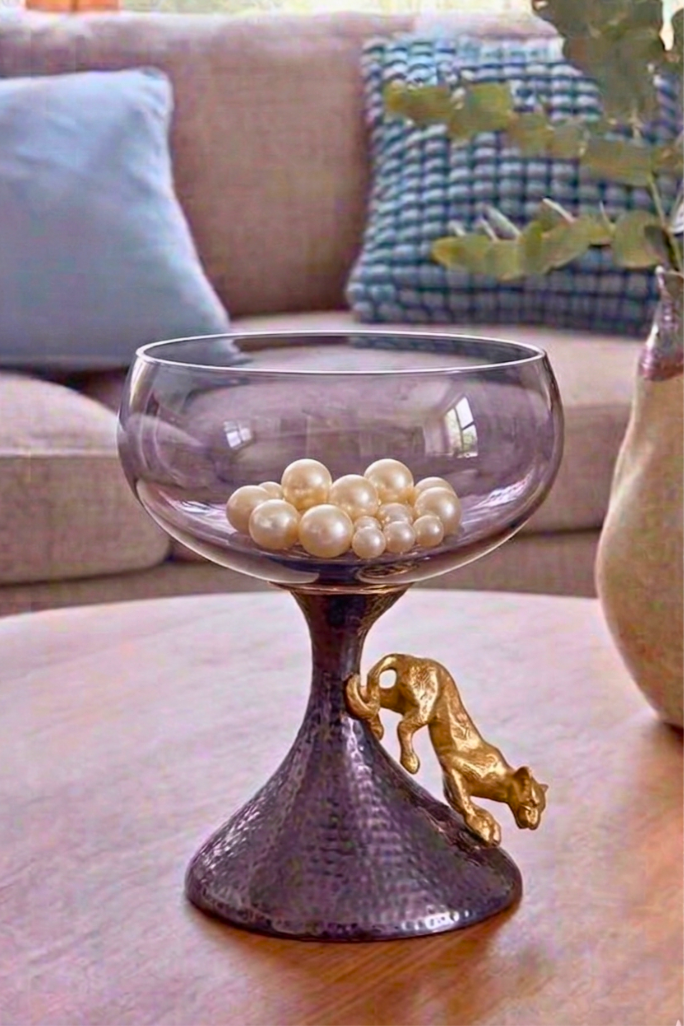 Midnight Panther Crystal Bowl – Decorative Bowl by Grandeur