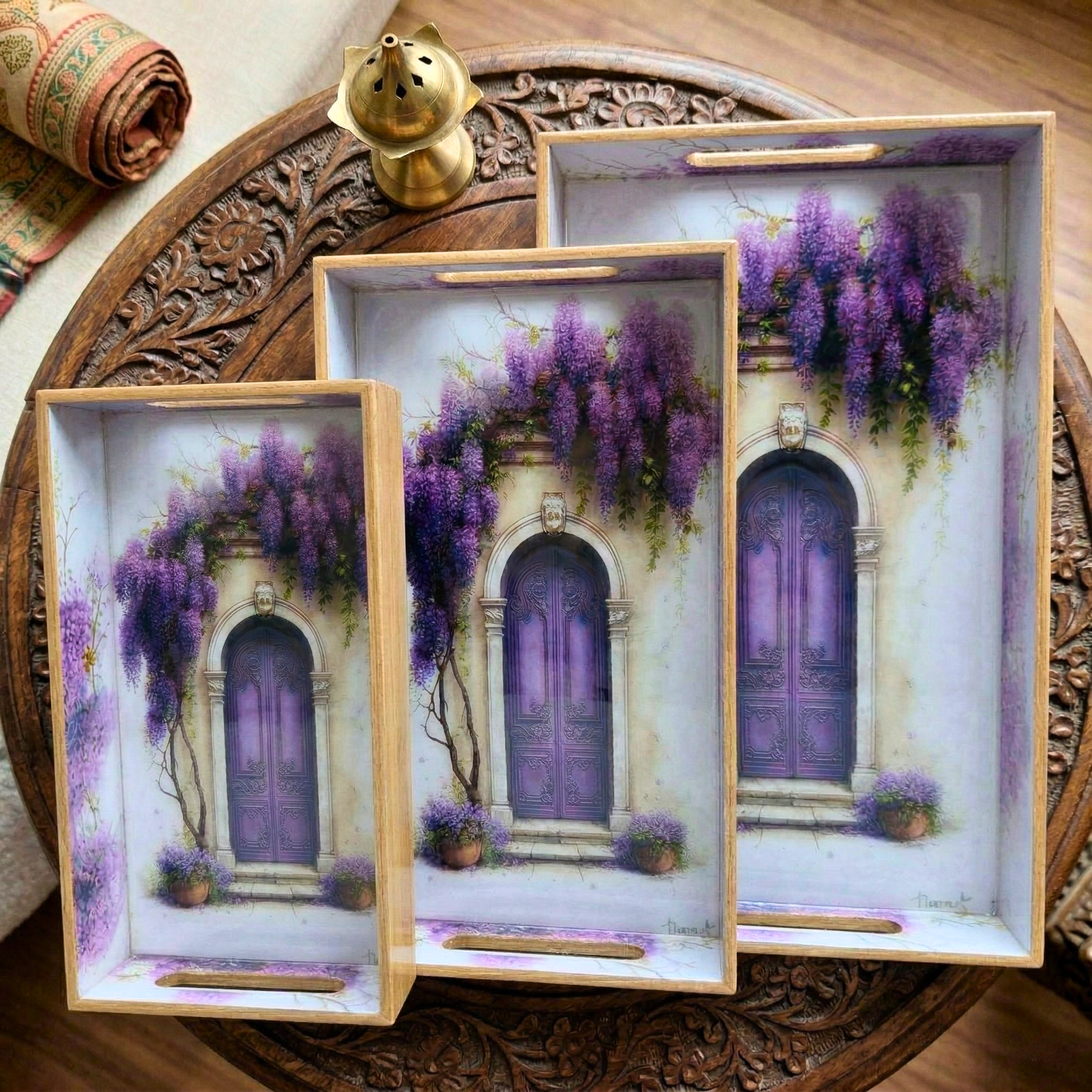 Wisteria Manor Nesting Trays – Decorative Tray by Grandeur