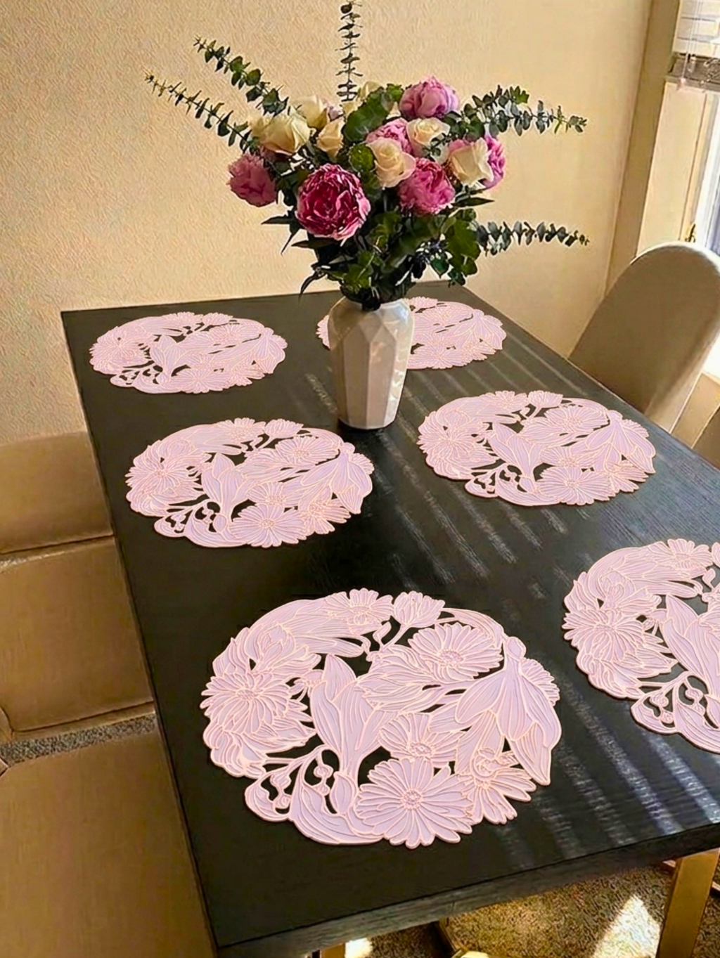 Vintage Bouquet Filigree Table Mat (Pack of 6) – Table Mat by Grandeur