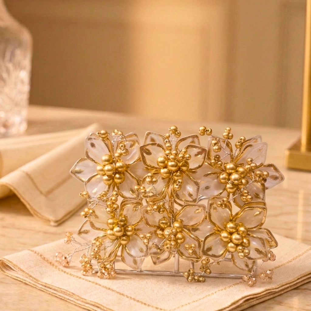Gilded Floral Resin Napkin Holder – Napkin Holder by Grandeur