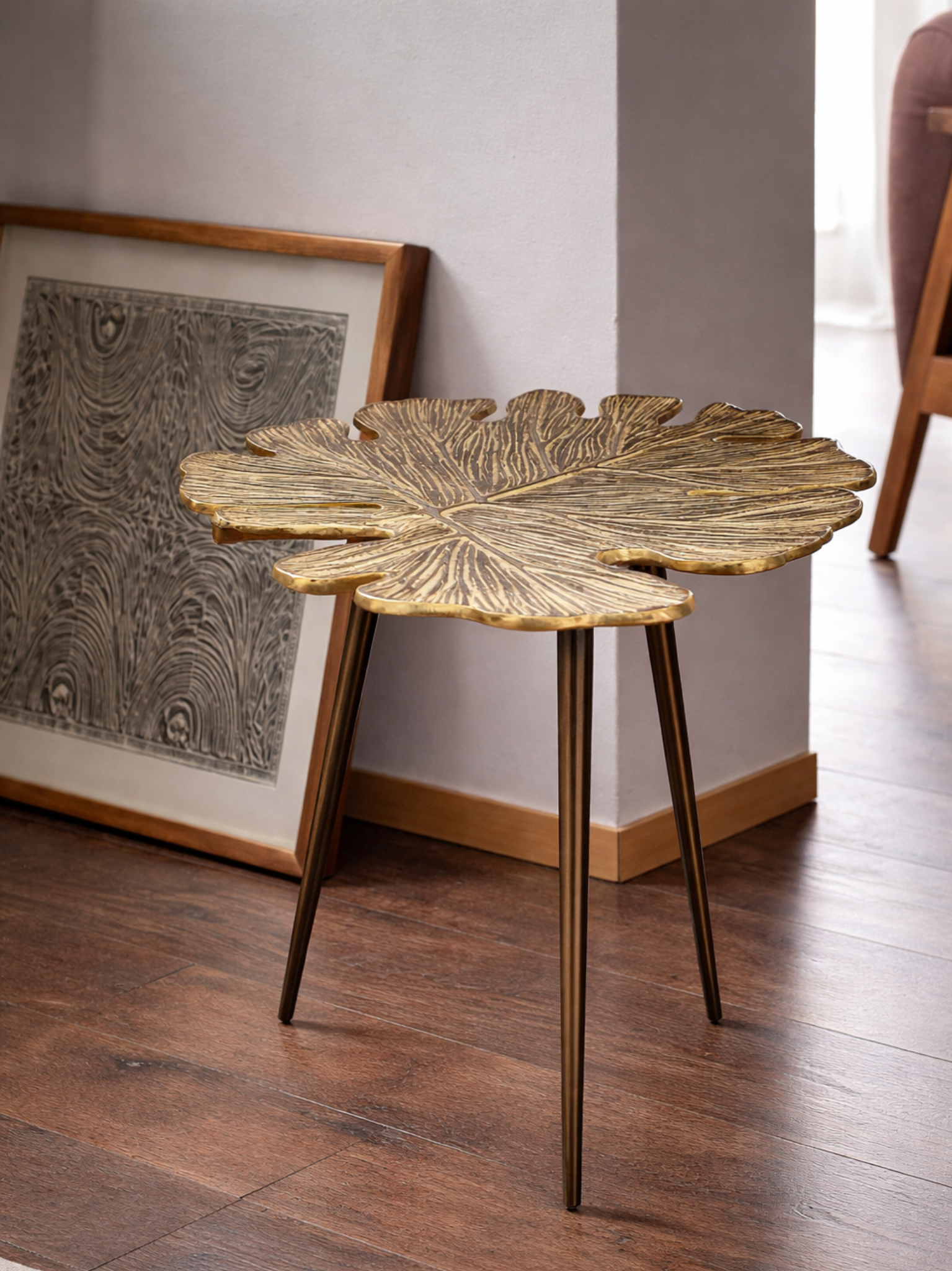 Gingko Leaf Coffee Stool – Accent Stool by Grandeur