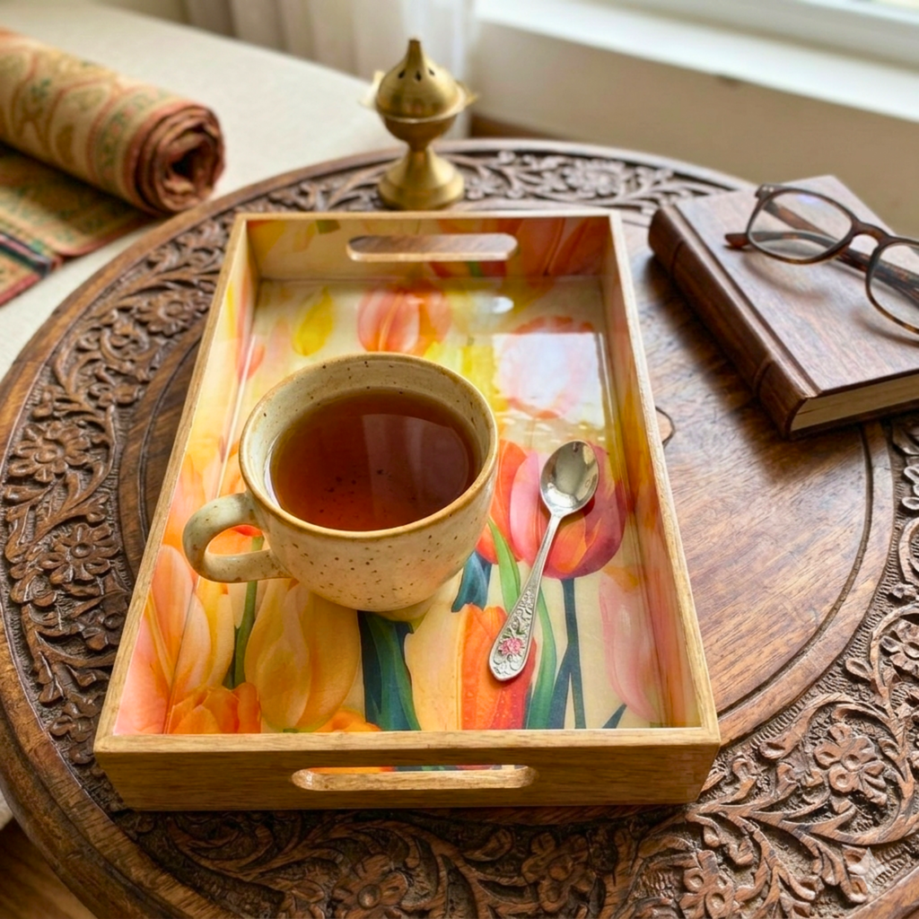Sun-Kissed Tulip Trays – Decorative Tray by Grandeur