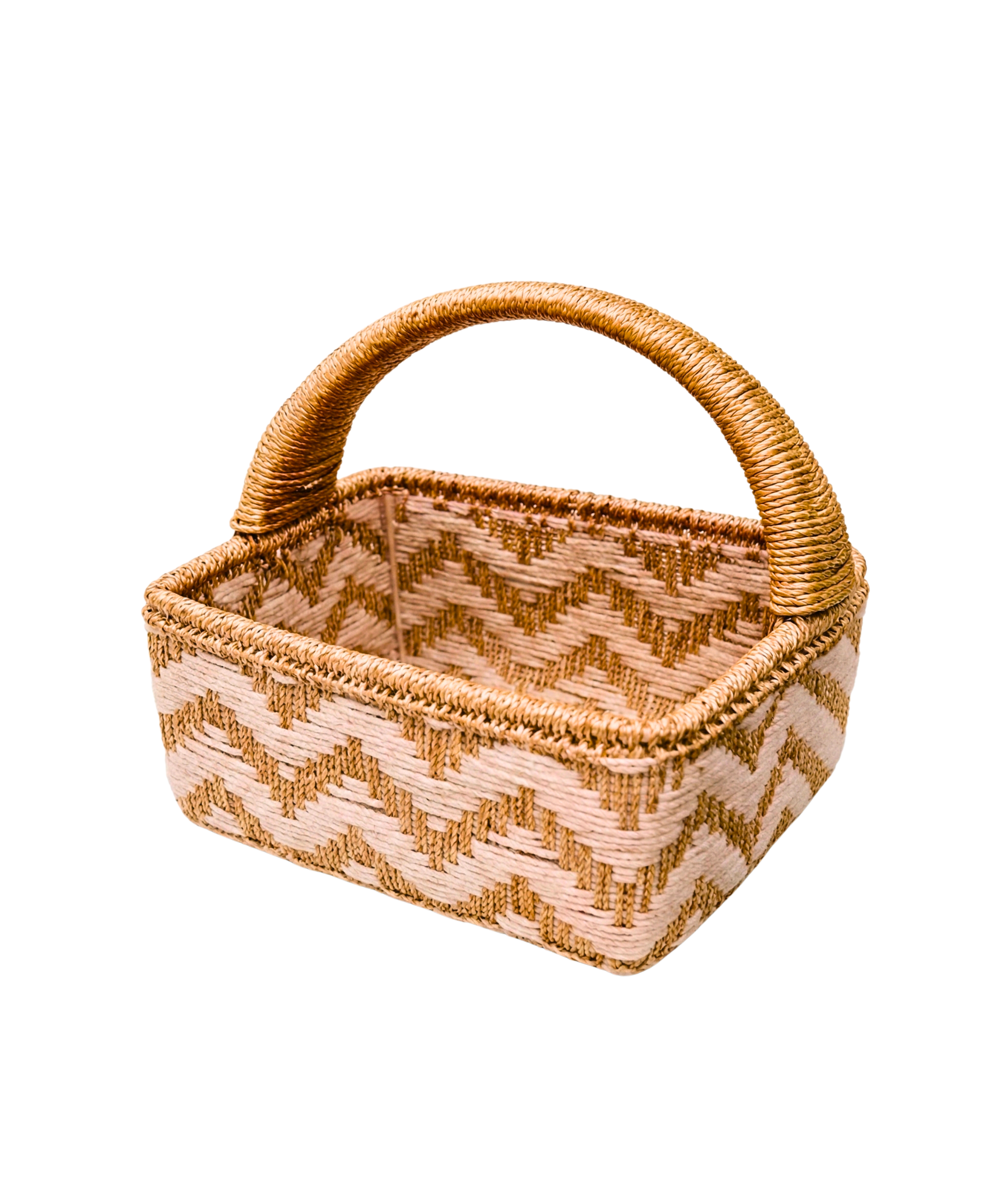 Sun-Kissed Chevron Harvest Basket – Decorative Basket by Grandeur