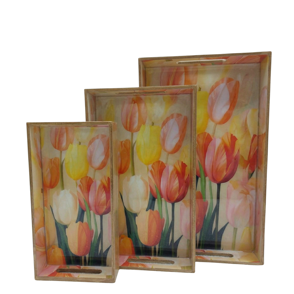 Sun-Kissed Tulip Trays – Decorative Tray by Grandeur
