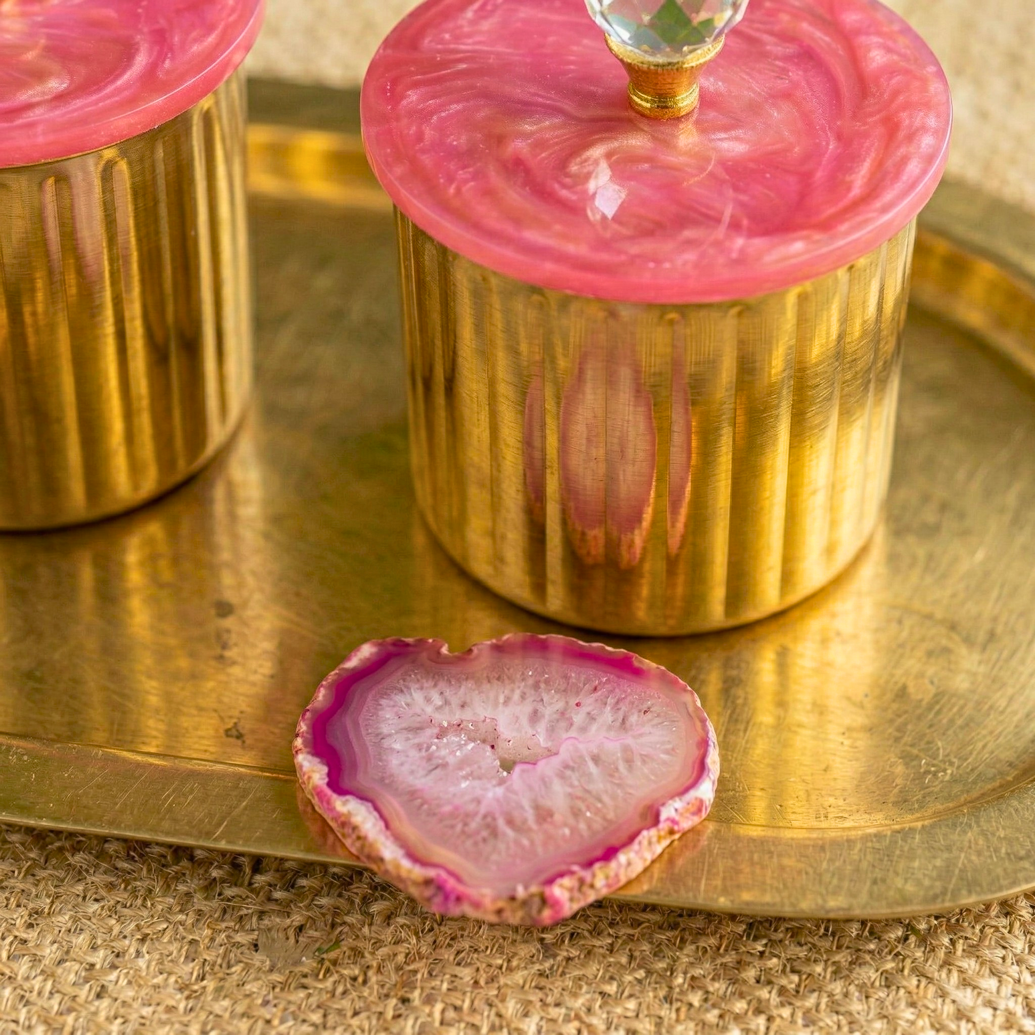 Rose Quartz Radiance Jars – Decorative Jar by Grandeur