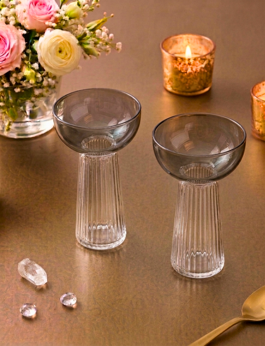 Smoked Ribbed Glasses (Pack of 6) – Glassware by Grandeur