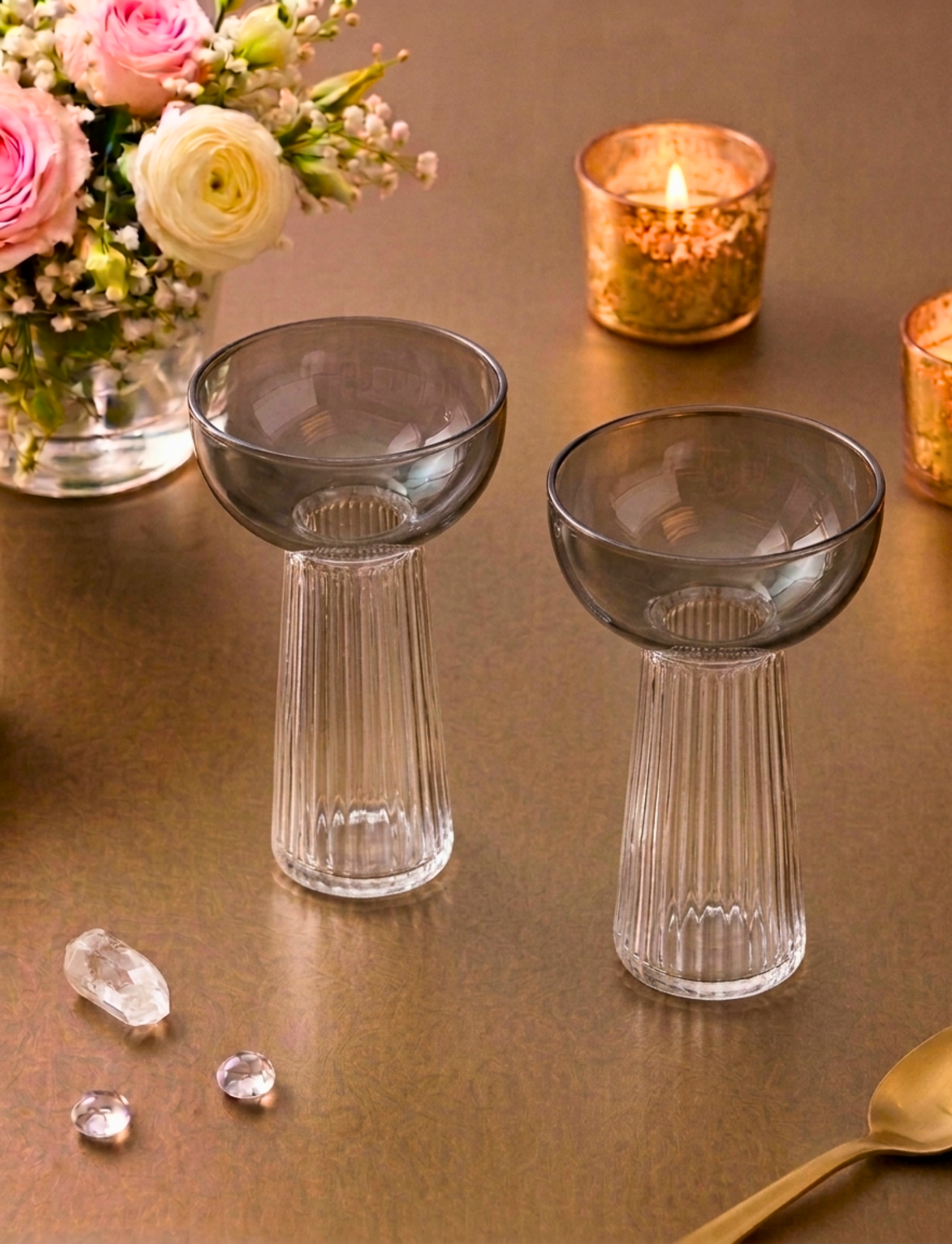 Smoked Ribbed Glasses (Pack of 6) – Glassware by Grandeur