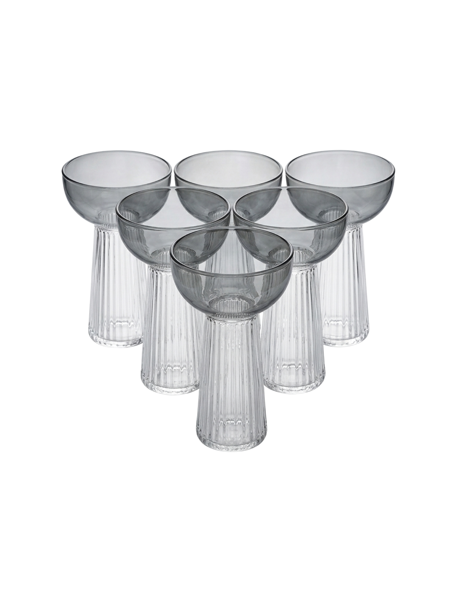 Smoked Ribbed Glasses (Pack of 6) – Glassware by Grandeur