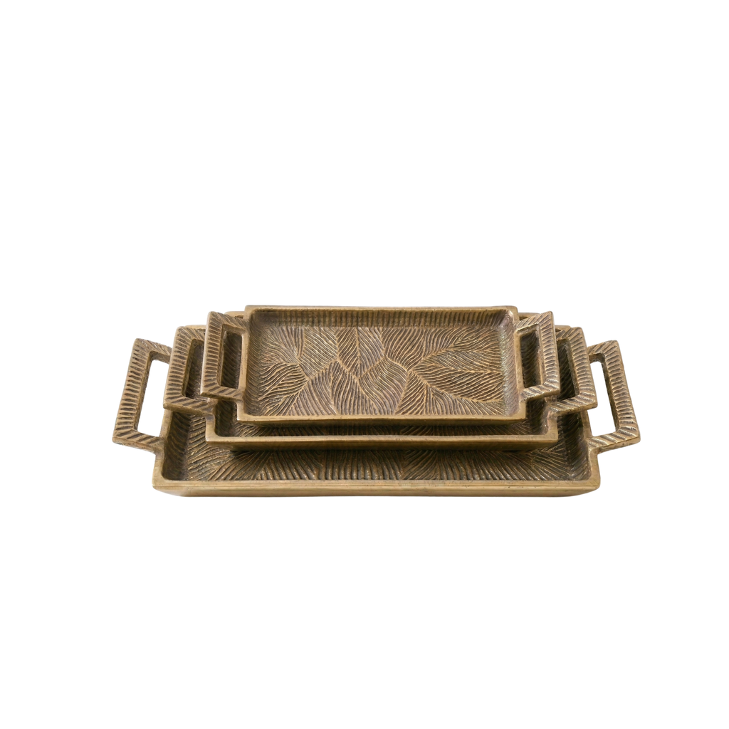 Gilded Foliage Rectangular Tray – Decorative Tray by Grandeur