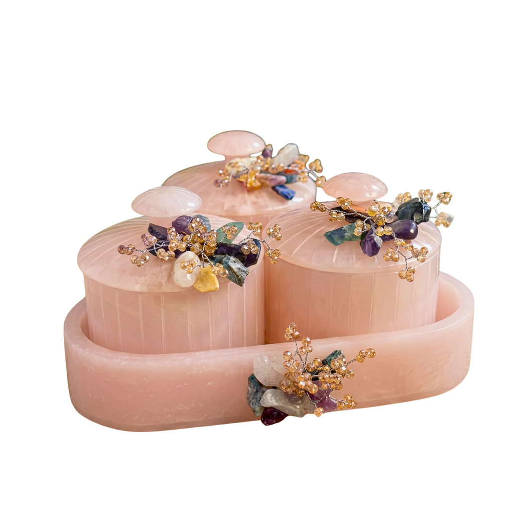 Rose Quartz Crystal Jars – Decorative Jar by Grandeur