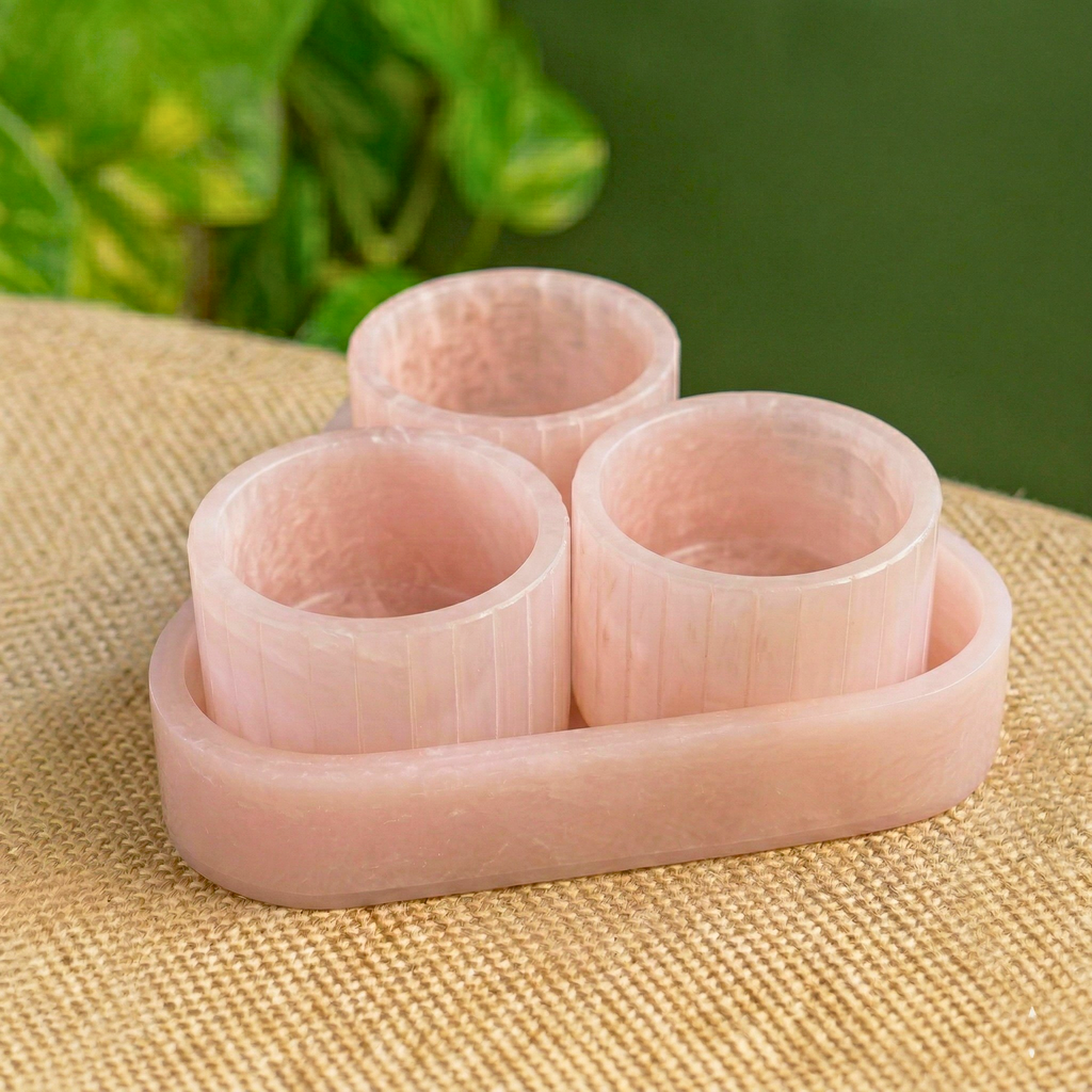 Rose Quartz Crystal Jars – Decorative Jar by Grandeur