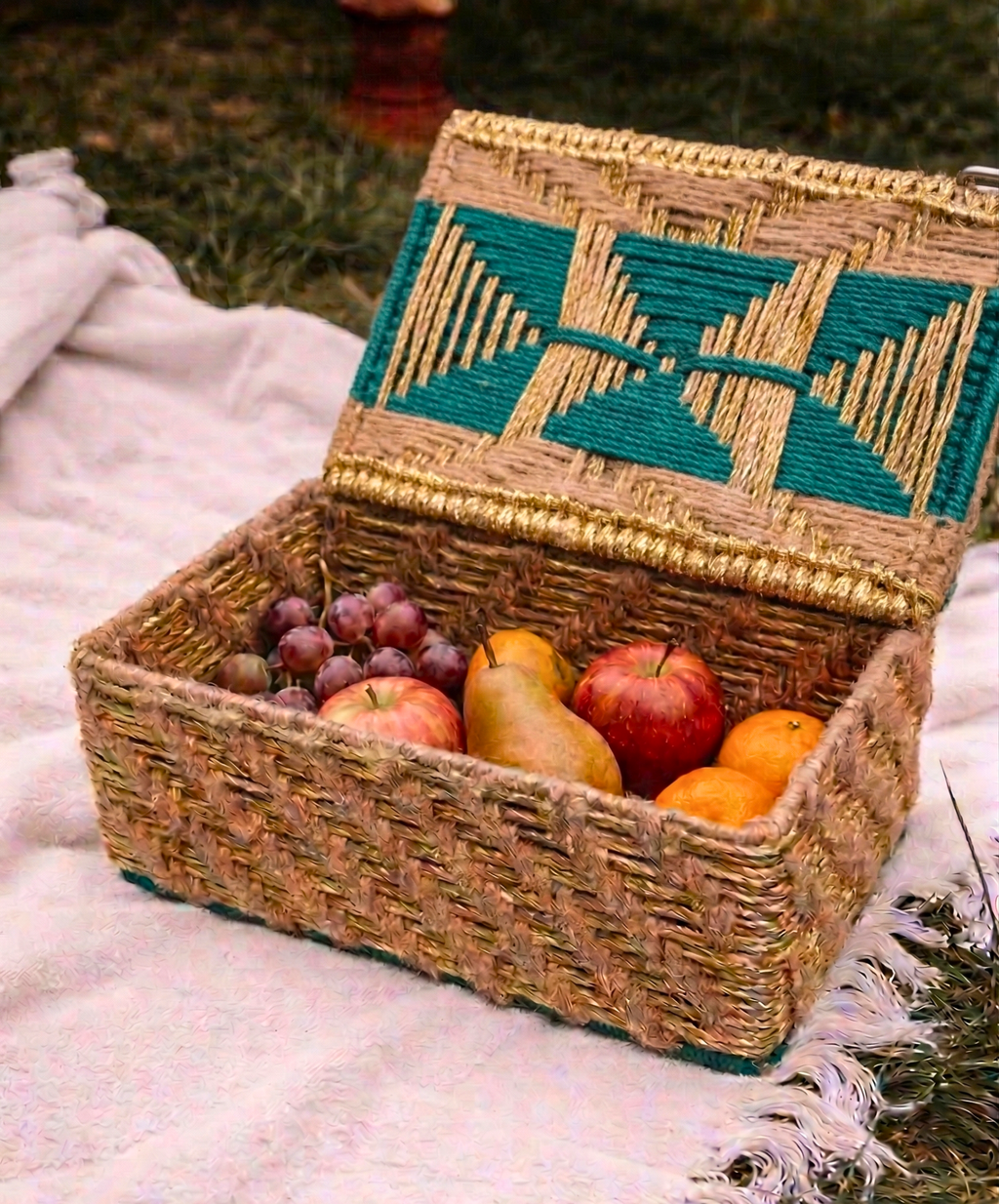 Artisan Geometric Woven Trunk – Decorative Trunk by Grandeur
