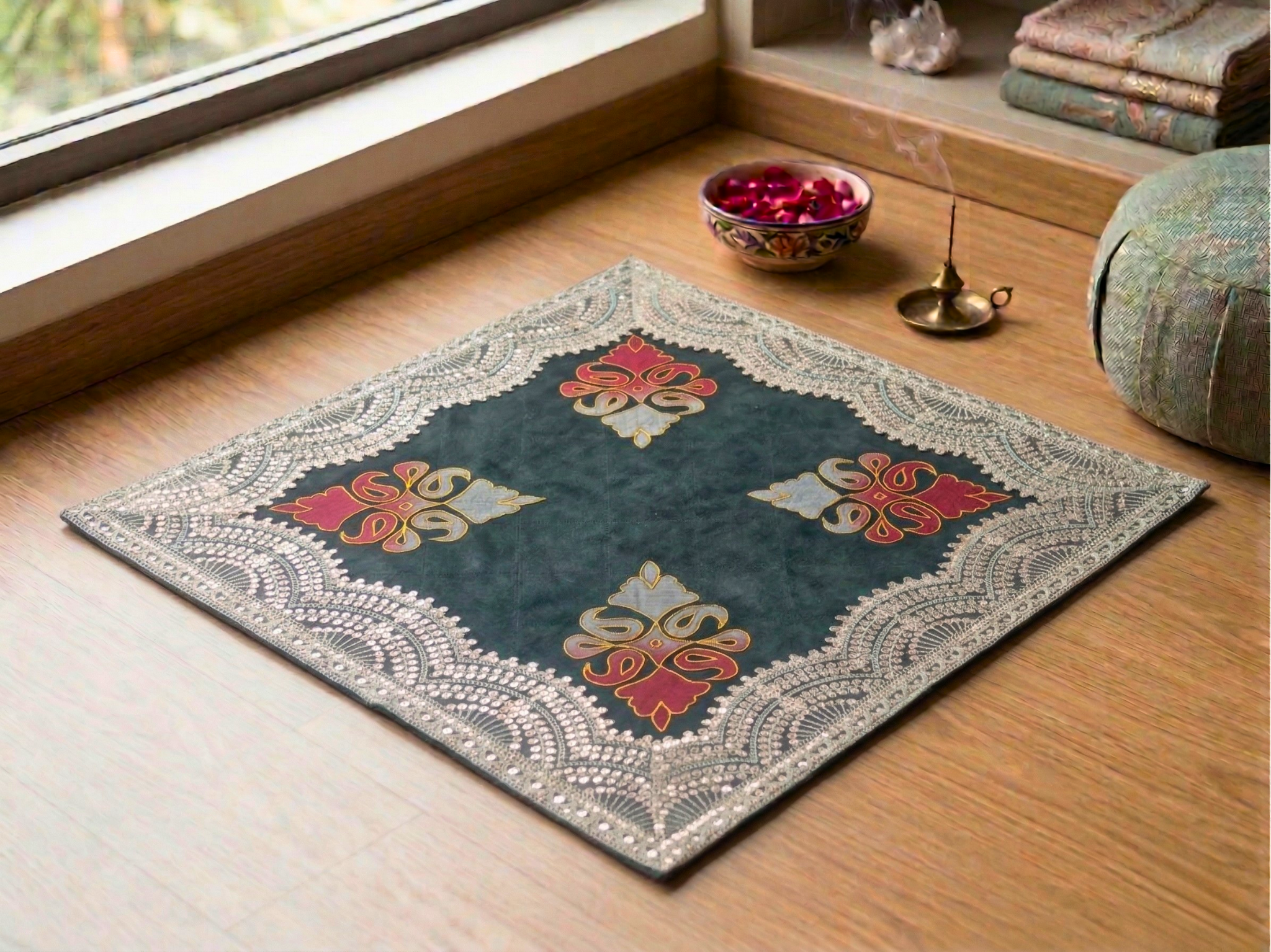 Midnight Emerald Aasan (Pack of 6) – Ritual Aasan by Grandeur