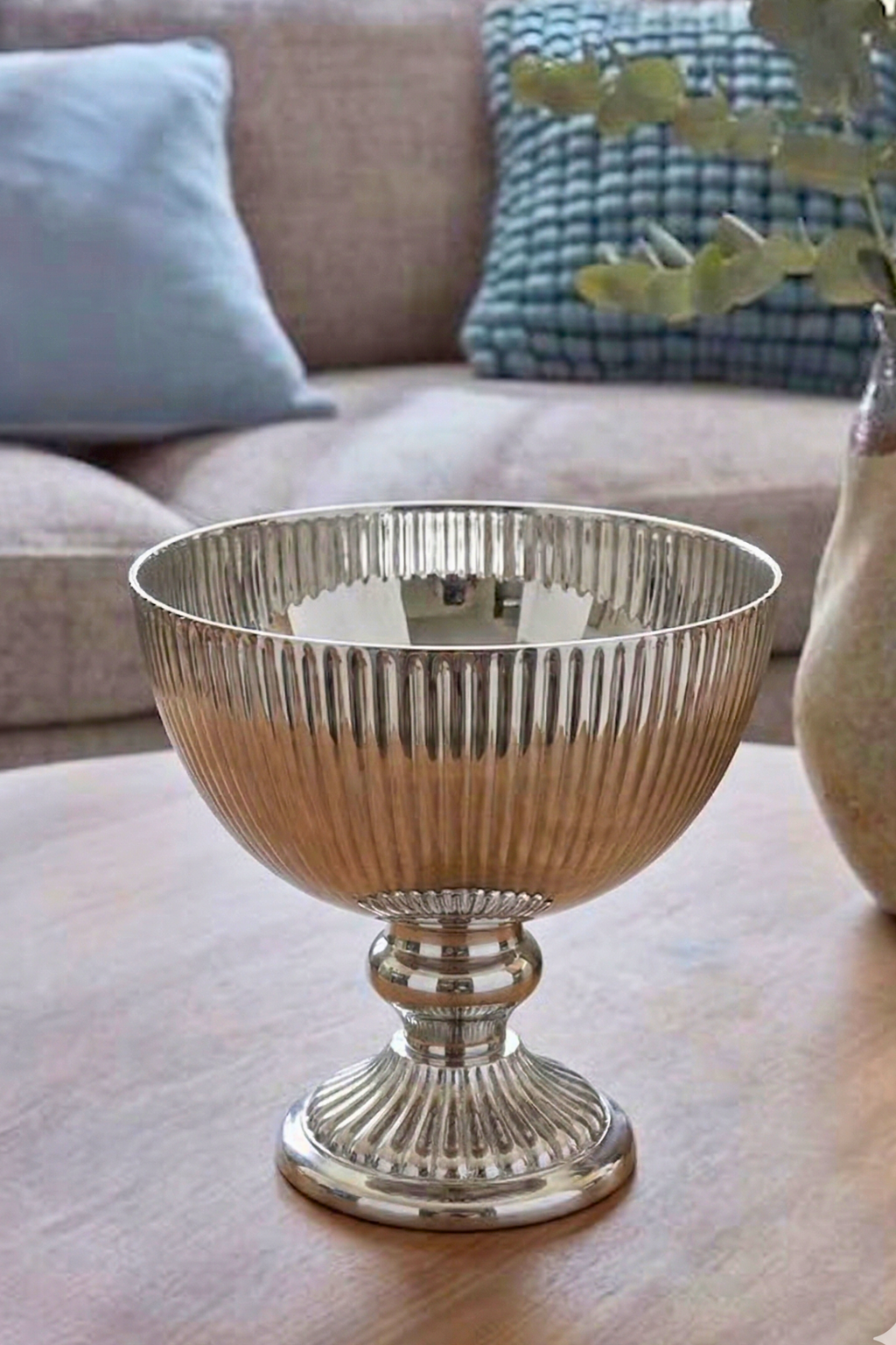 Silver Fluted Chalice Bowl – Decorative Bowl by Grandeur