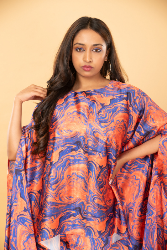 Orange marble print with kaftan pattern