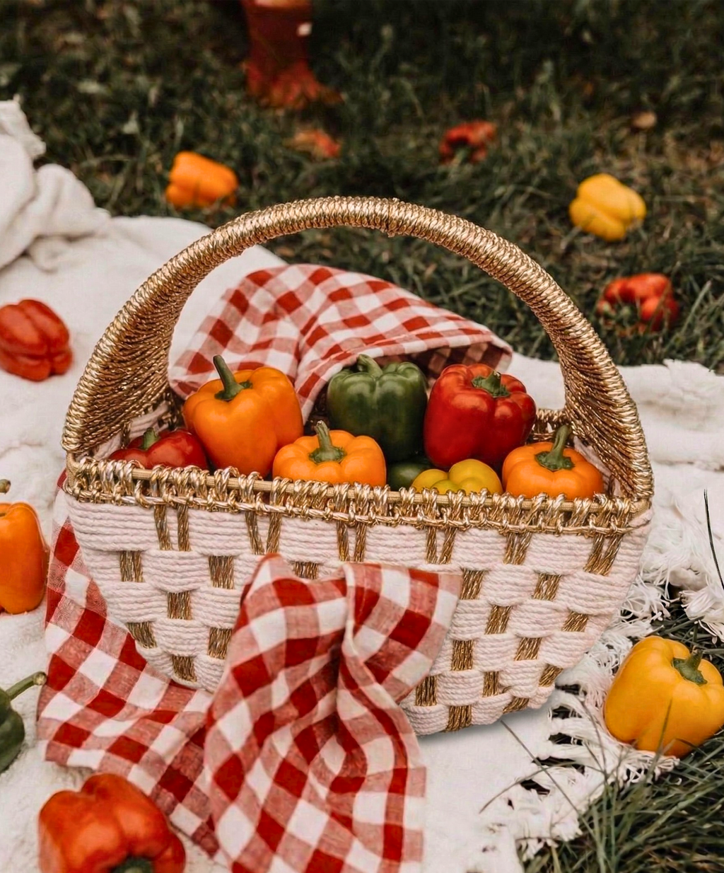 Gilded Lattice Artisan Woven Basket – Decorative Basket by Grandeur
