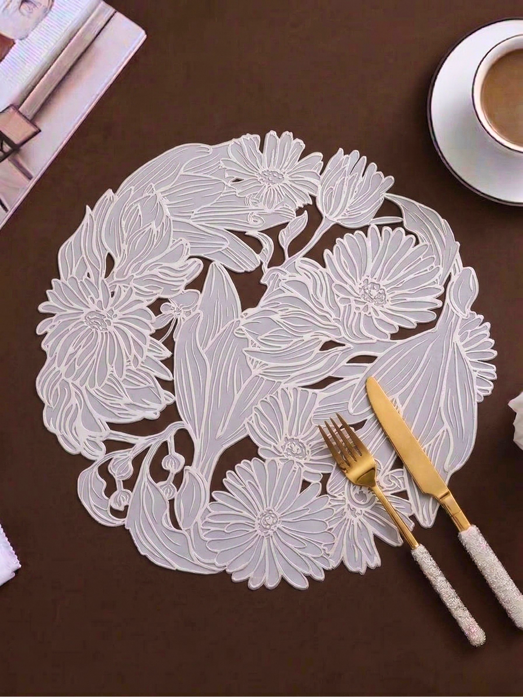 Vintage Bouquet Filigree Table Mat (Pack of 6) – Table Mat by Grandeur