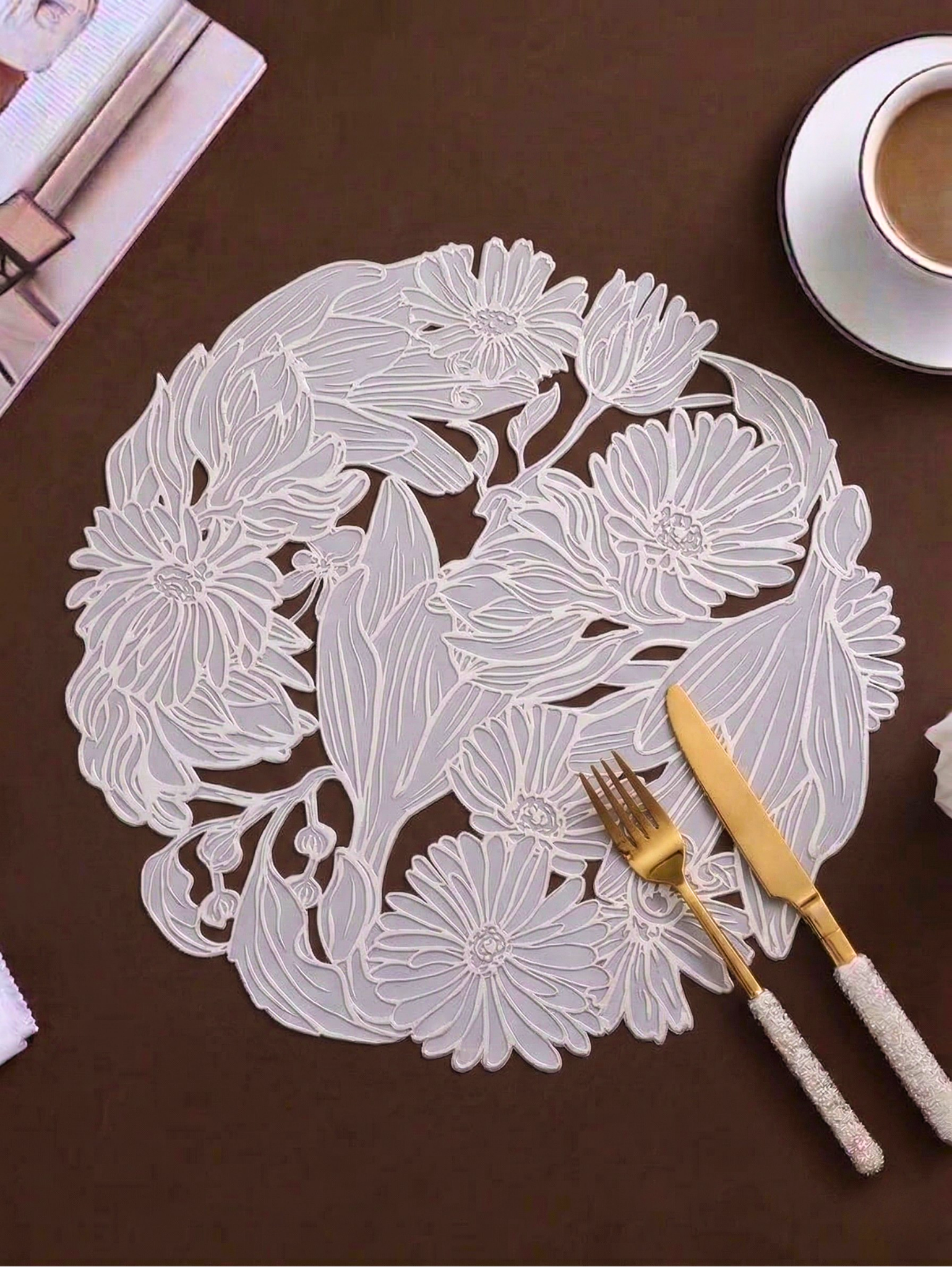 Vintage Bouquet Filigree Table Mat (Pack of 6) – Table Mat by Grandeur