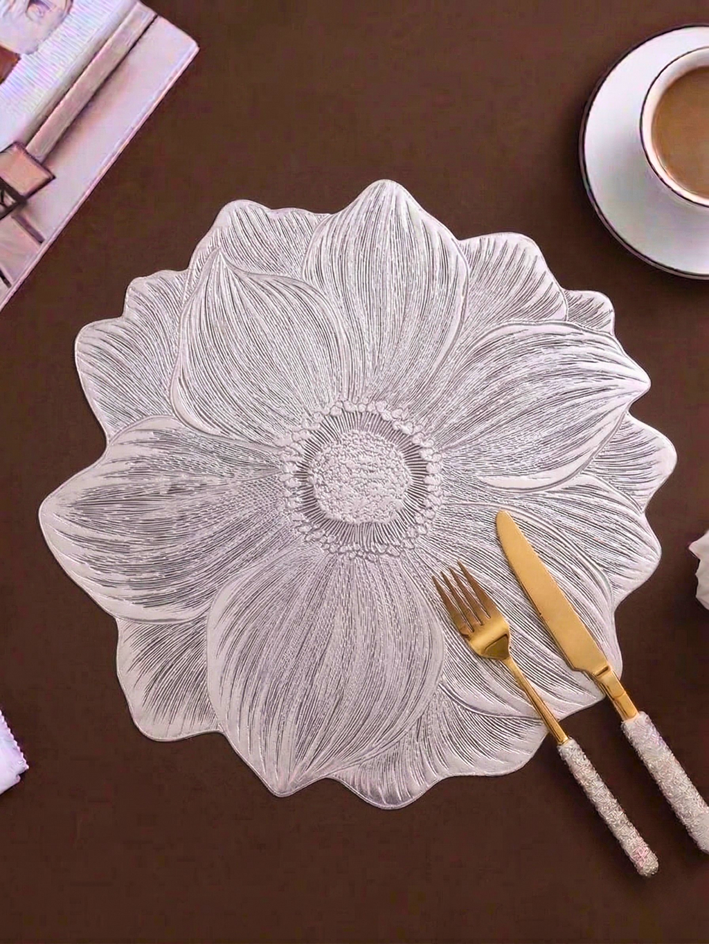 Moonlit Petal Sculptural Table Mat (Pack of 6) – Table Mat by Grandeur