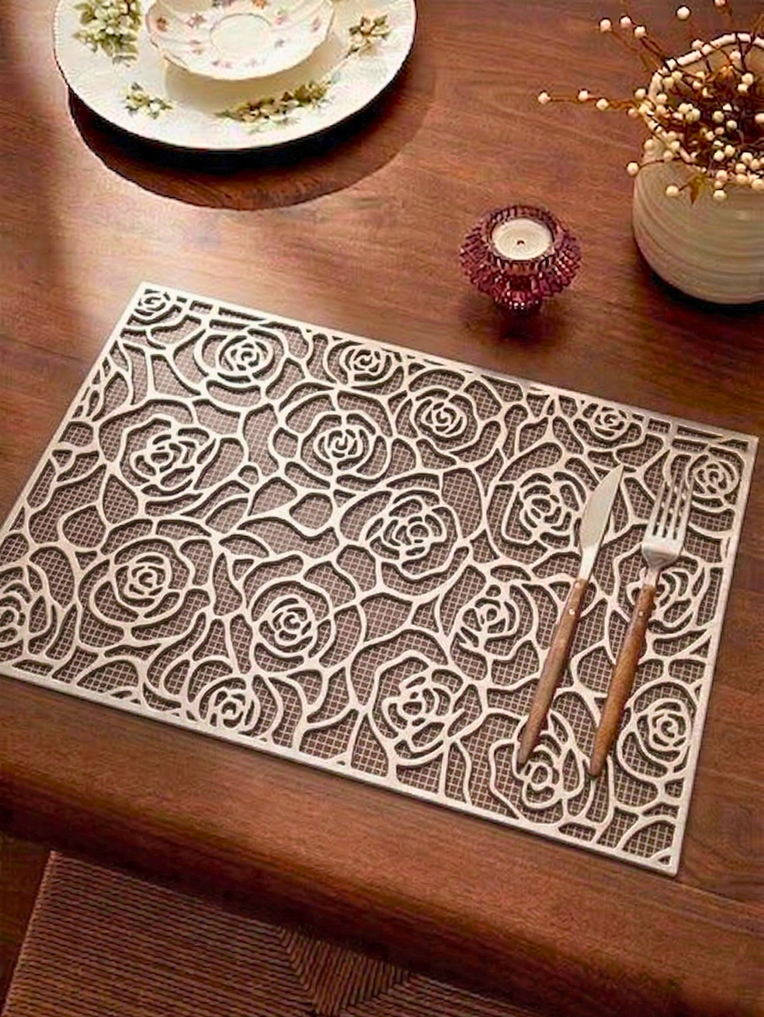 Filigree Rose Table Mat (Pack of 6) – Table Mat by Grandeur