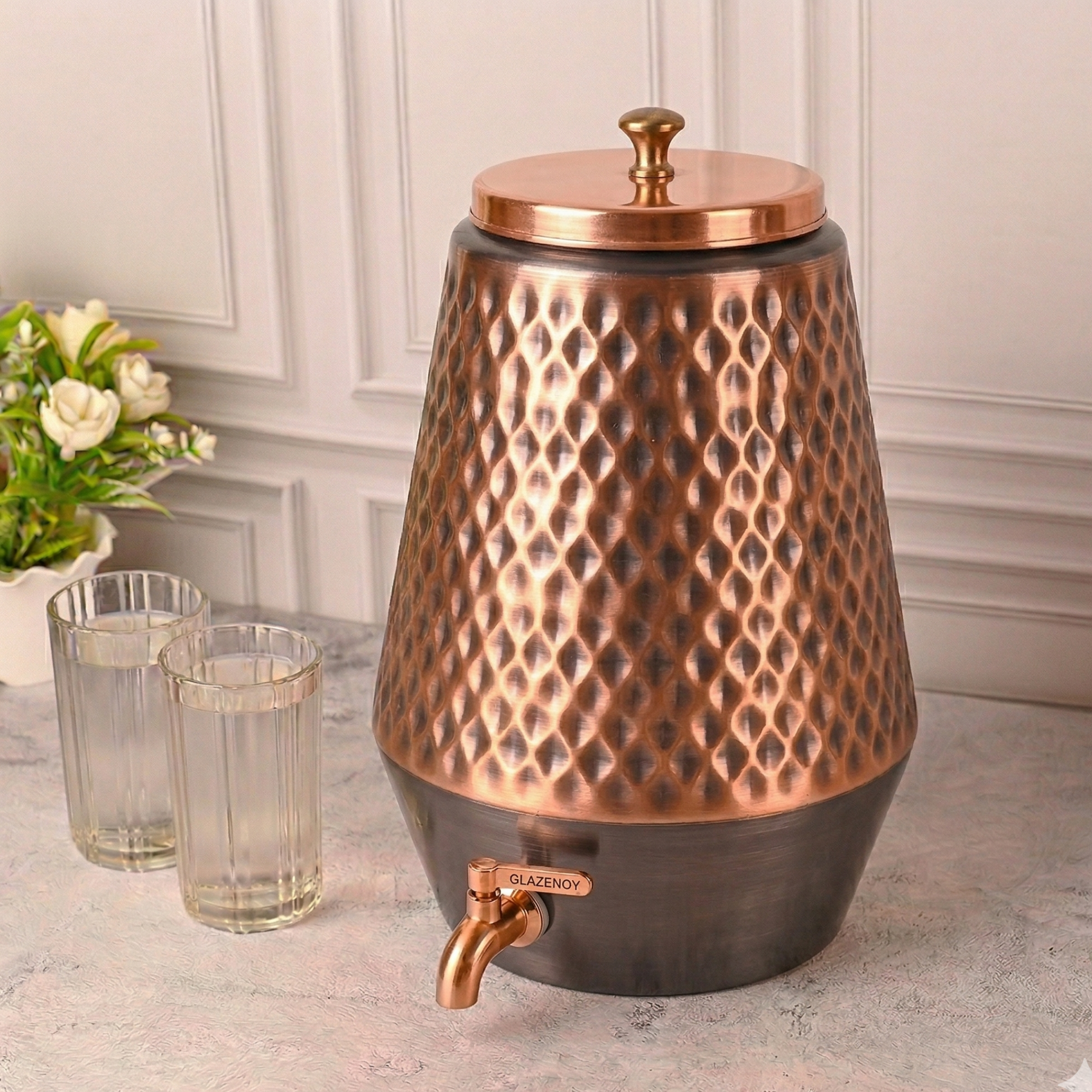 Antique Honeycomb Copper Water Dispenser – Water Dispenser by Grandeur