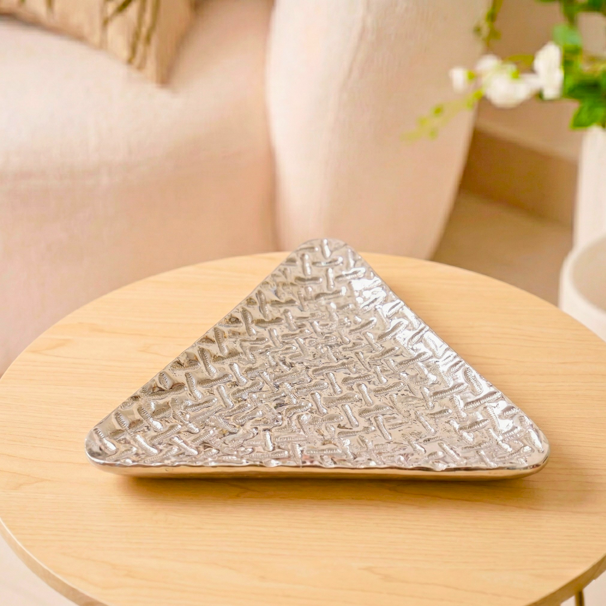 Silver Woven Geometric Tray – Decorative Tray by Grandeur