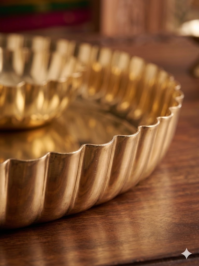 Gilded Fluted Thali Set – Thali Set by Grandeur