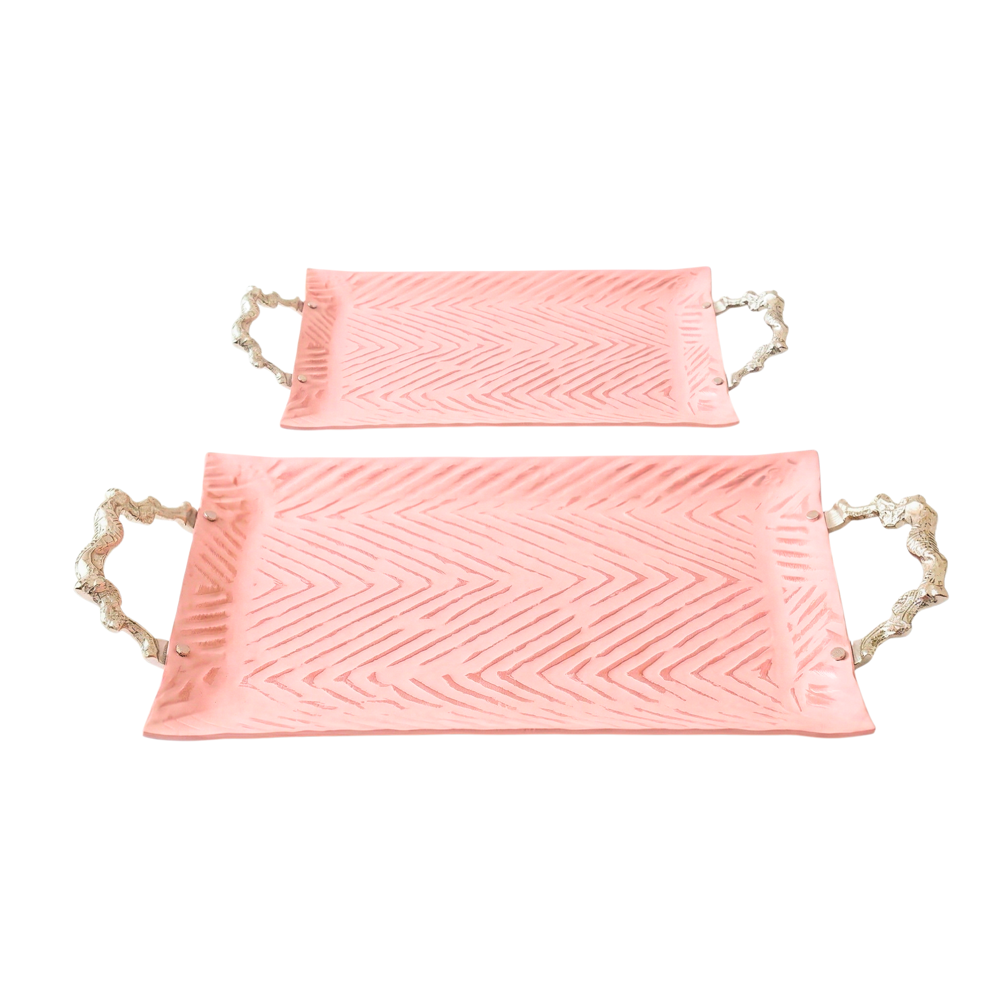 Blush Artisan Etched Tray (Set of 2) – Decorative Tray by Grandeur