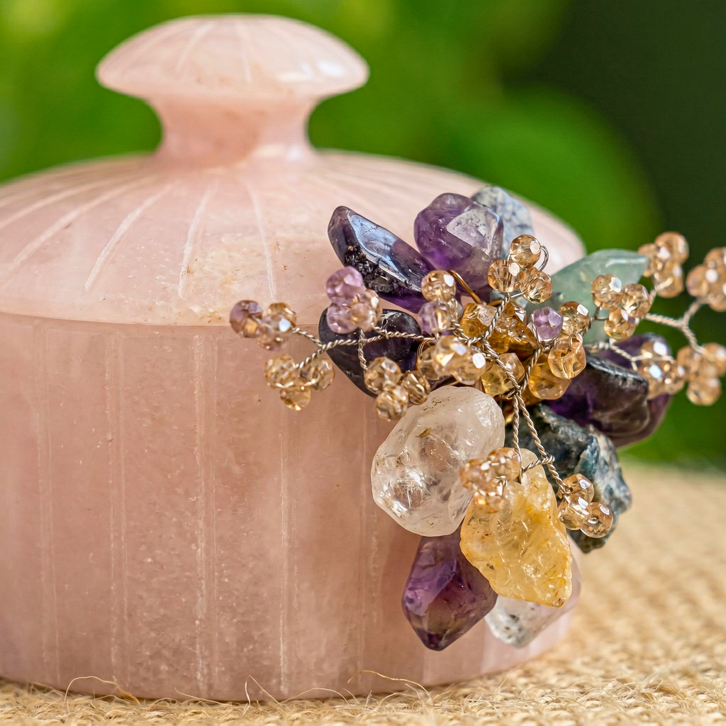 Rose Quartz Crystal Jars – Decorative Jar by Grandeur