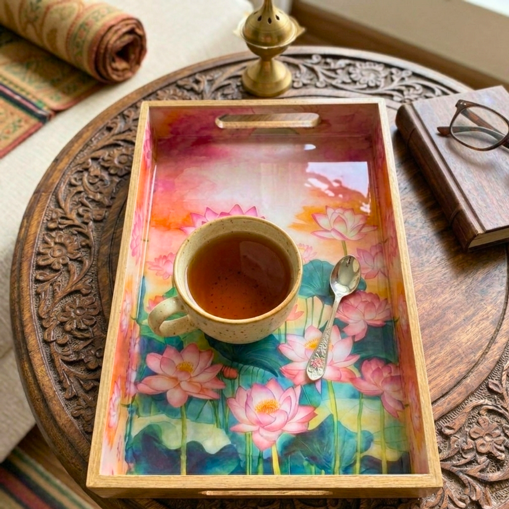 Ethereal Lotus Garden Trays – Decorative Tray by Grandeur