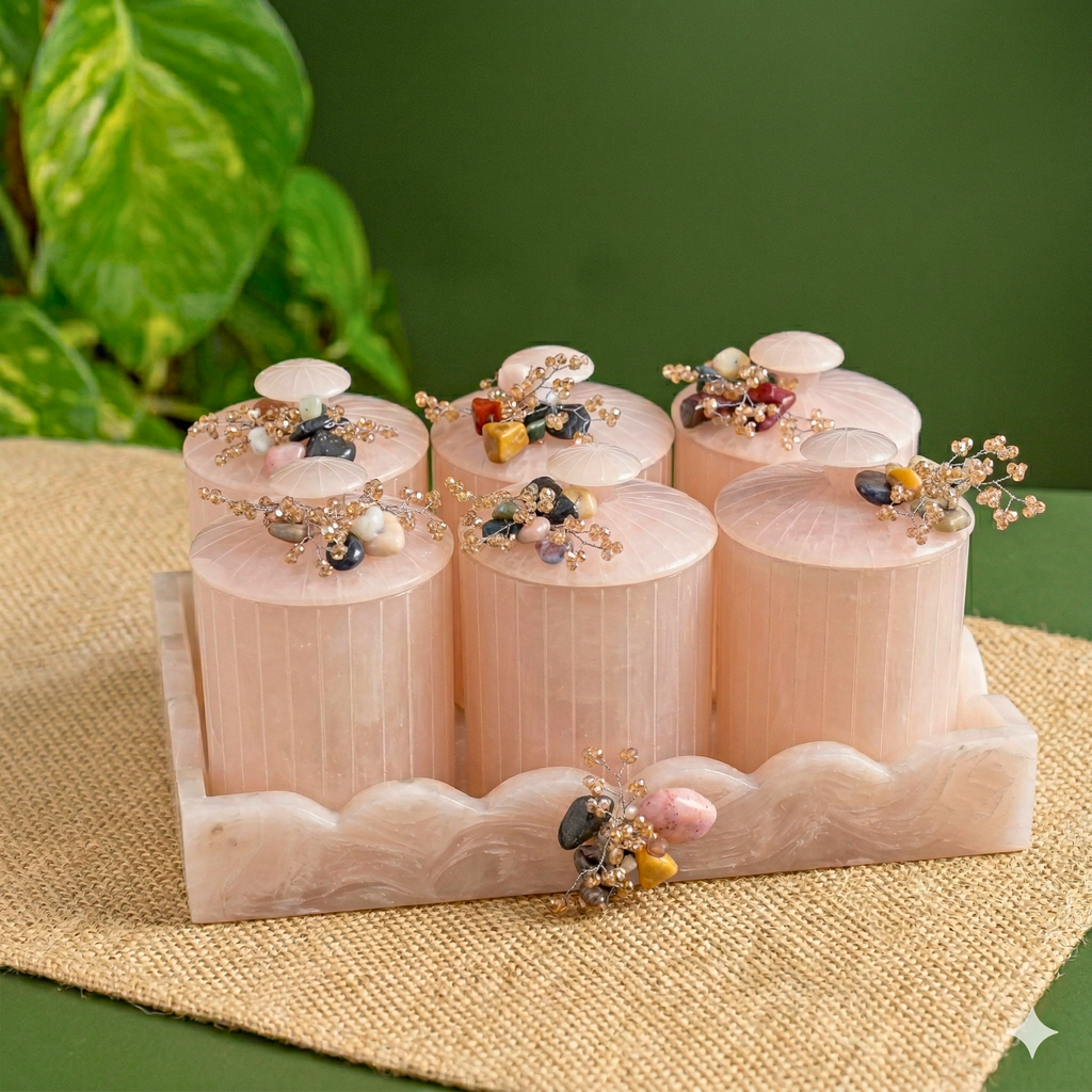 Rose Quartz Crystal Jars – Decorative Jar by Grandeur