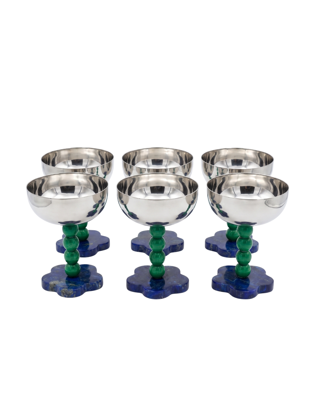 Azure & Emerald Blossom Glasses (Pack of 6) – Glassware by Grandeur