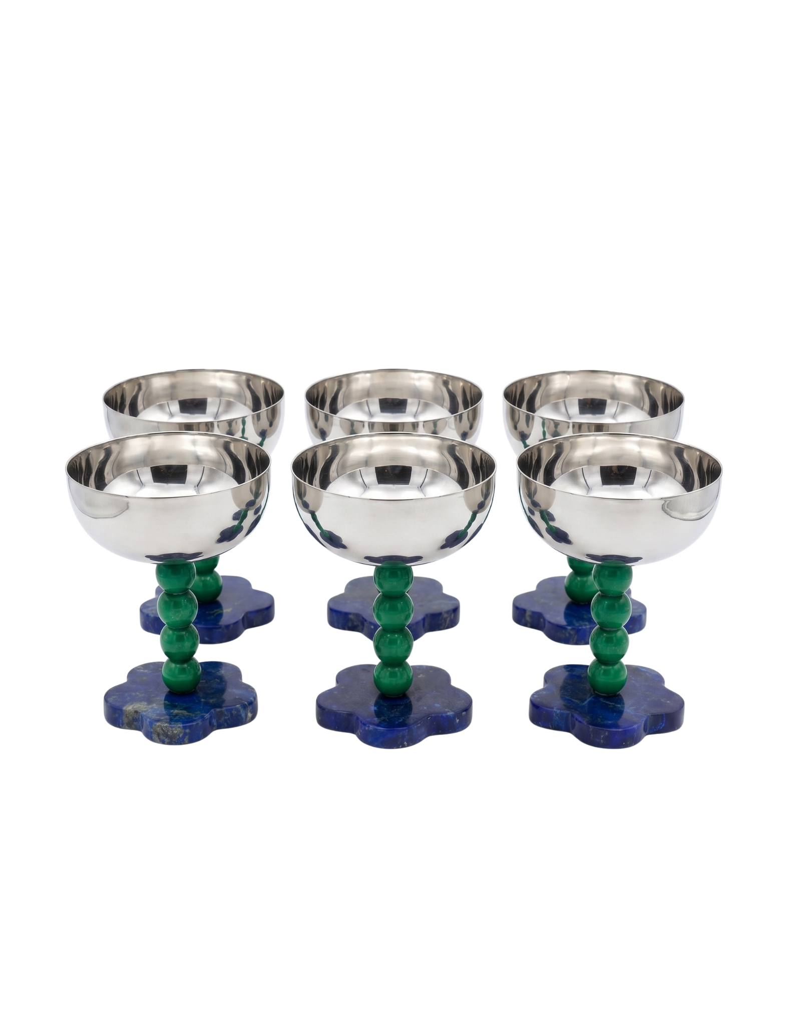 Azure & Emerald Blossom Glasses (Pack of 6) – Glassware by Grandeur