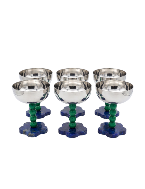Azure & Emerald Blossom Glasses (Pack of 6) – Glassware by Grandeur
