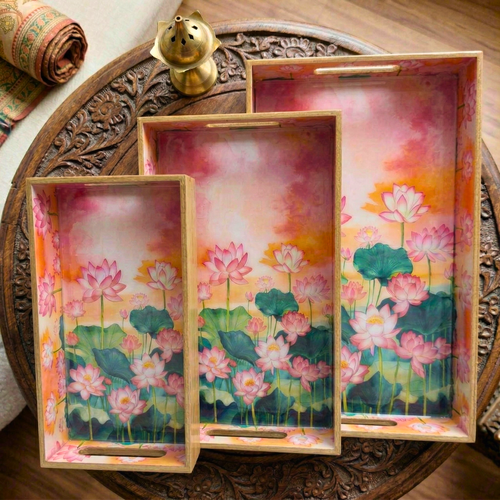 Ethereal Lotus Garden Trays – Decorative Tray by Grandeur