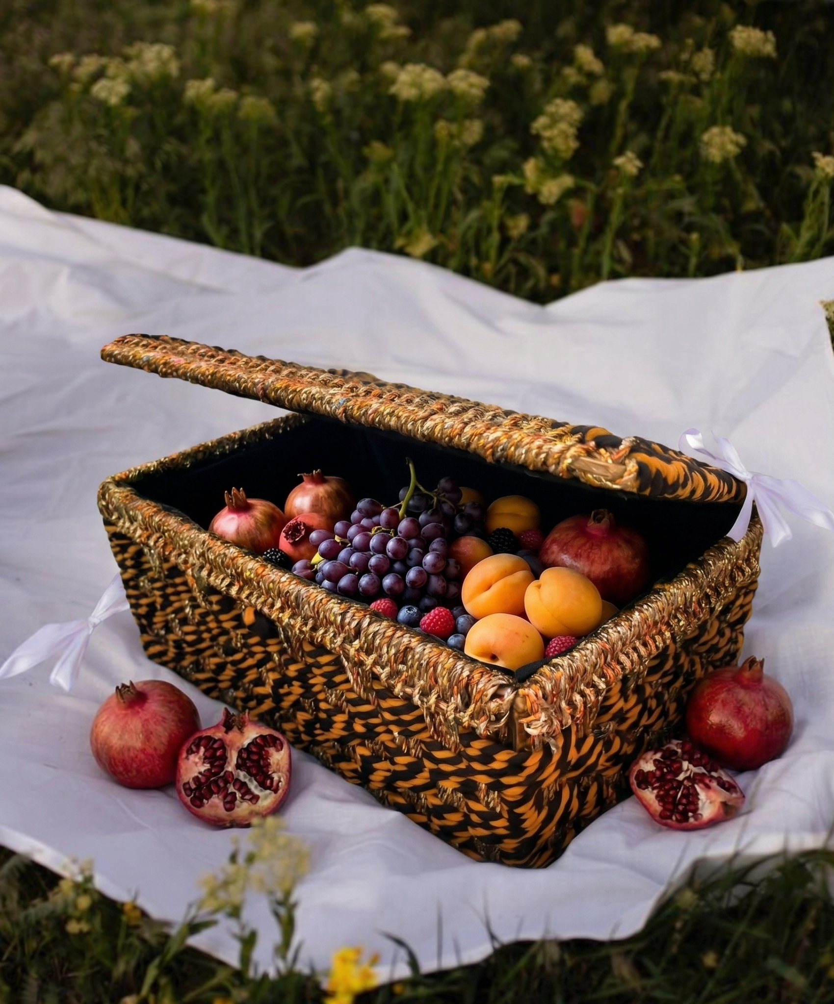 Amber Safari Artisan Woven Trunk – Decorative Trunk by Grandeur