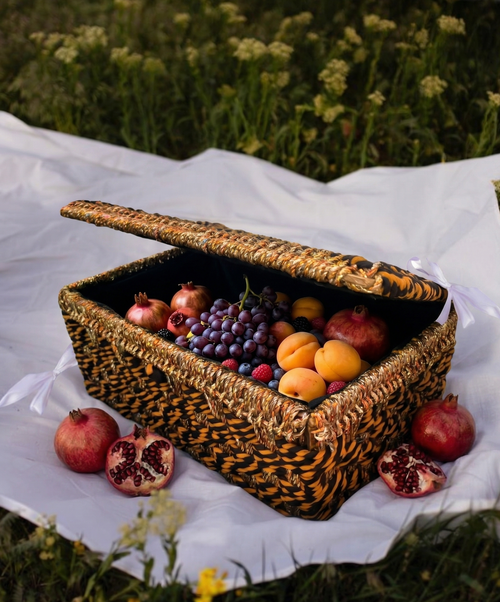 Amber Safari Artisan Woven Trunk – Decorative Trunk by Grandeur
