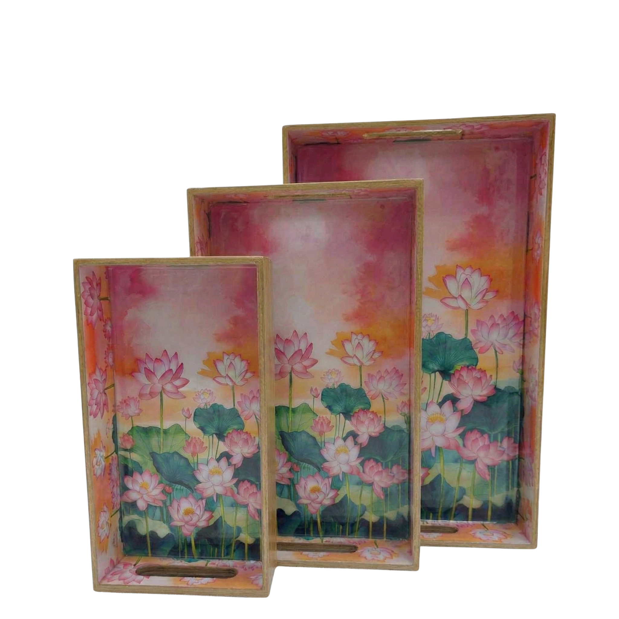 Ethereal Lotus Garden Trays – Decorative Tray by Grandeur