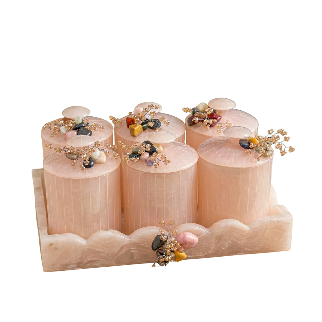 Rose Quartz Crystal Jars – Decorative Jar by Grandeur