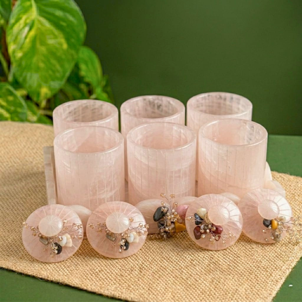 Rose Quartz Crystal Jars – Decorative Jar by Grandeur