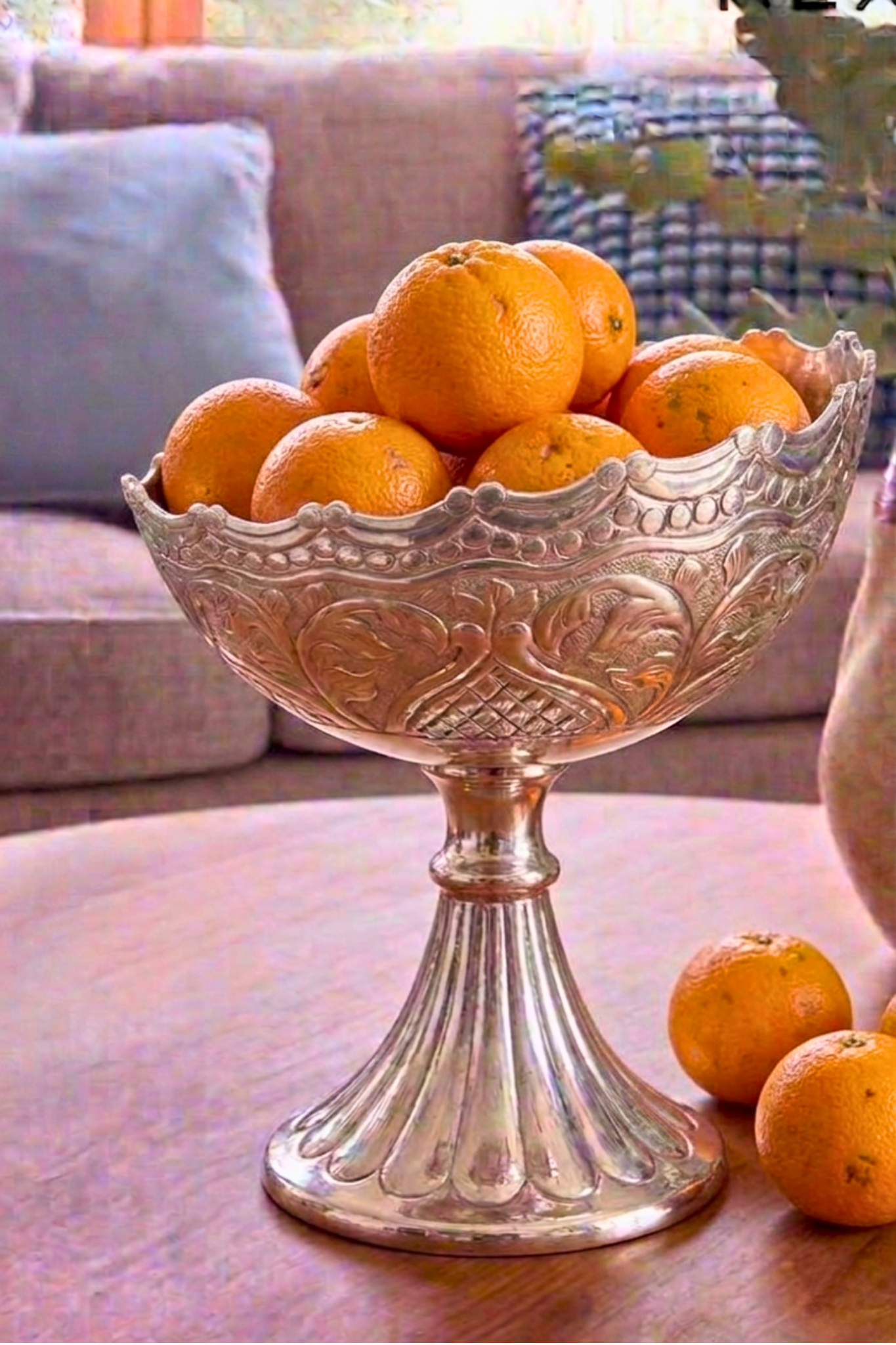 Heritage Silver Embossed Bowl – Decorative Bowl by Grandeur