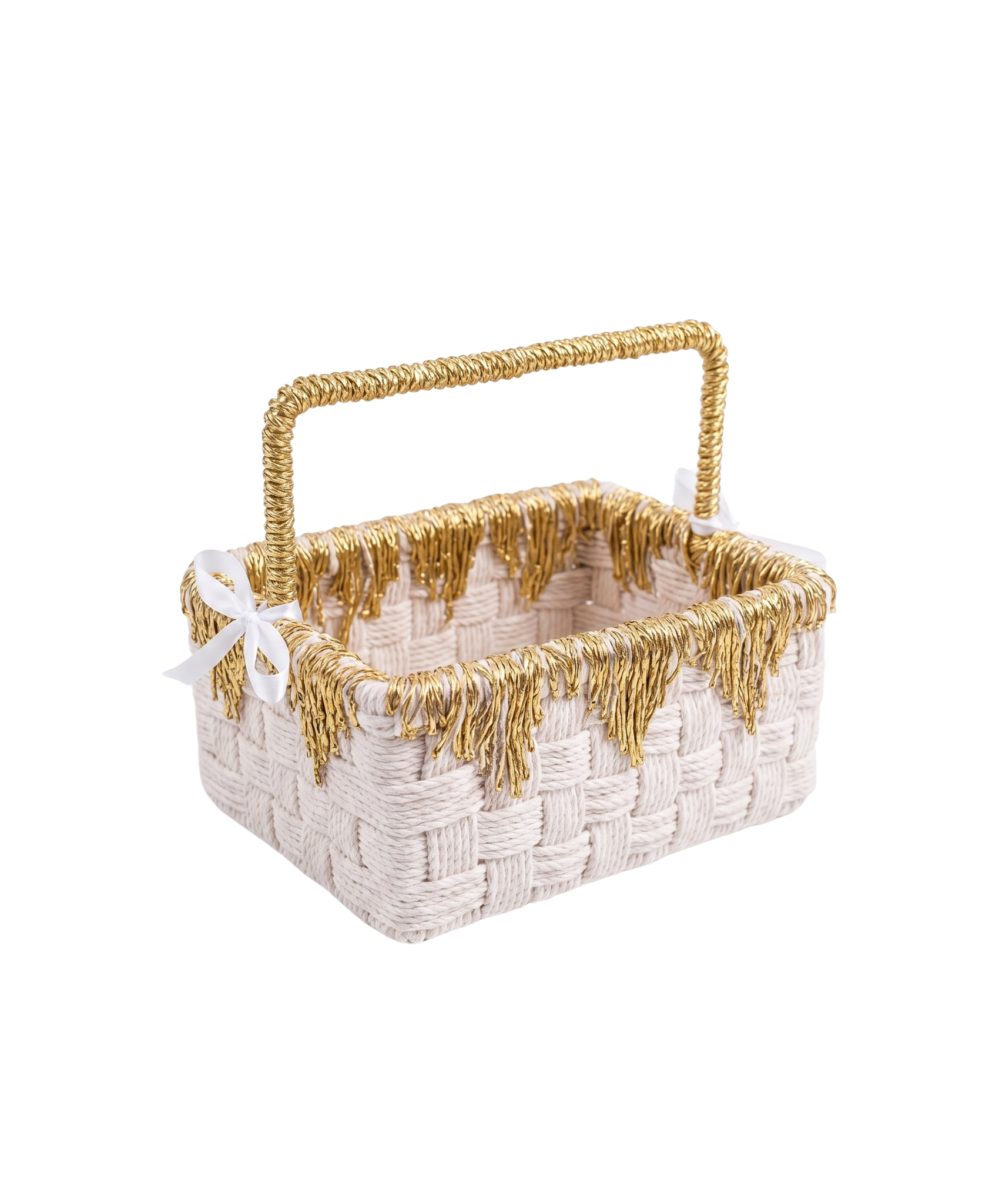 Gilded Fringe Artisan Woven Basket – Decorative Basket by Grandeur