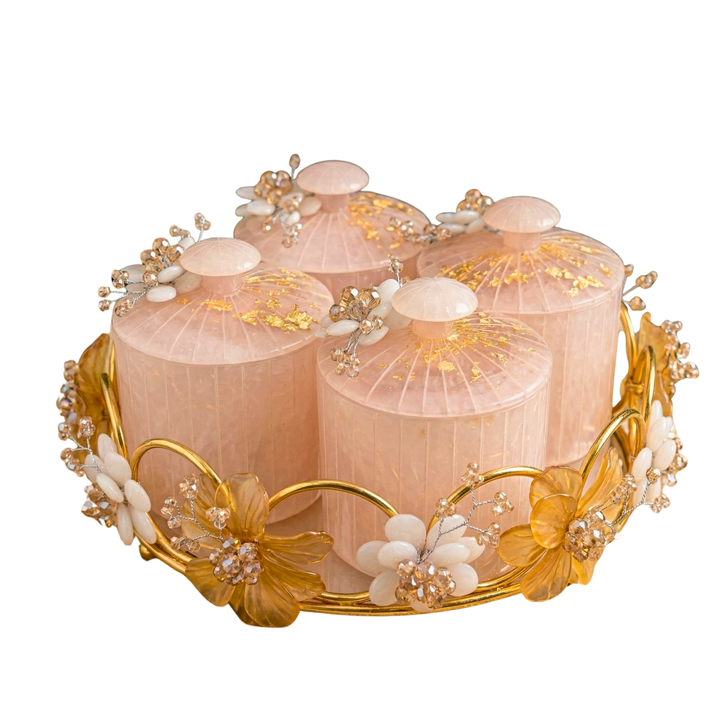 Rose Quartz Blossom Jars – Decorative Jar by Grandeur