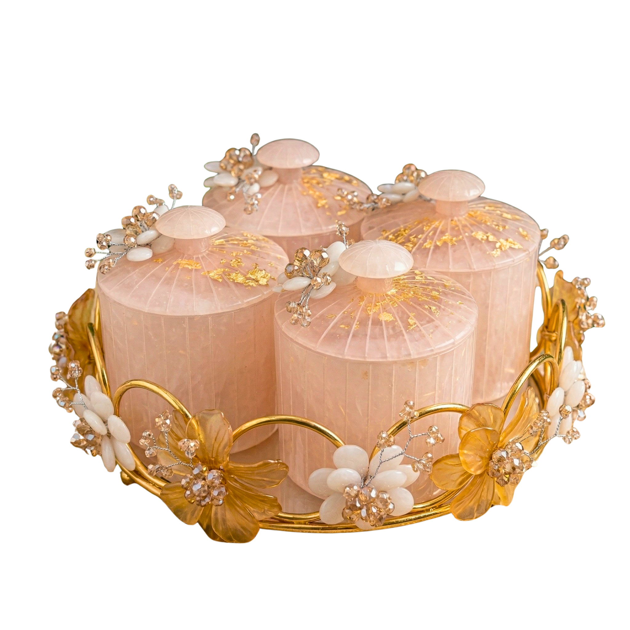 Rose Quartz Blossom Jars – Decorative Jar by Grandeur