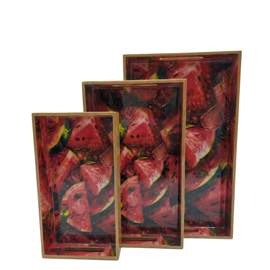 Crimson Summer Watermelon Trays – Decorative Tray by Grandeur
