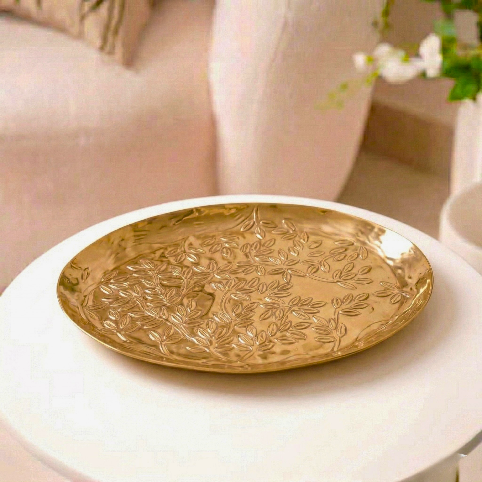 Gilded Meadow Embossed Tray – Decorative Tray by Grandeur