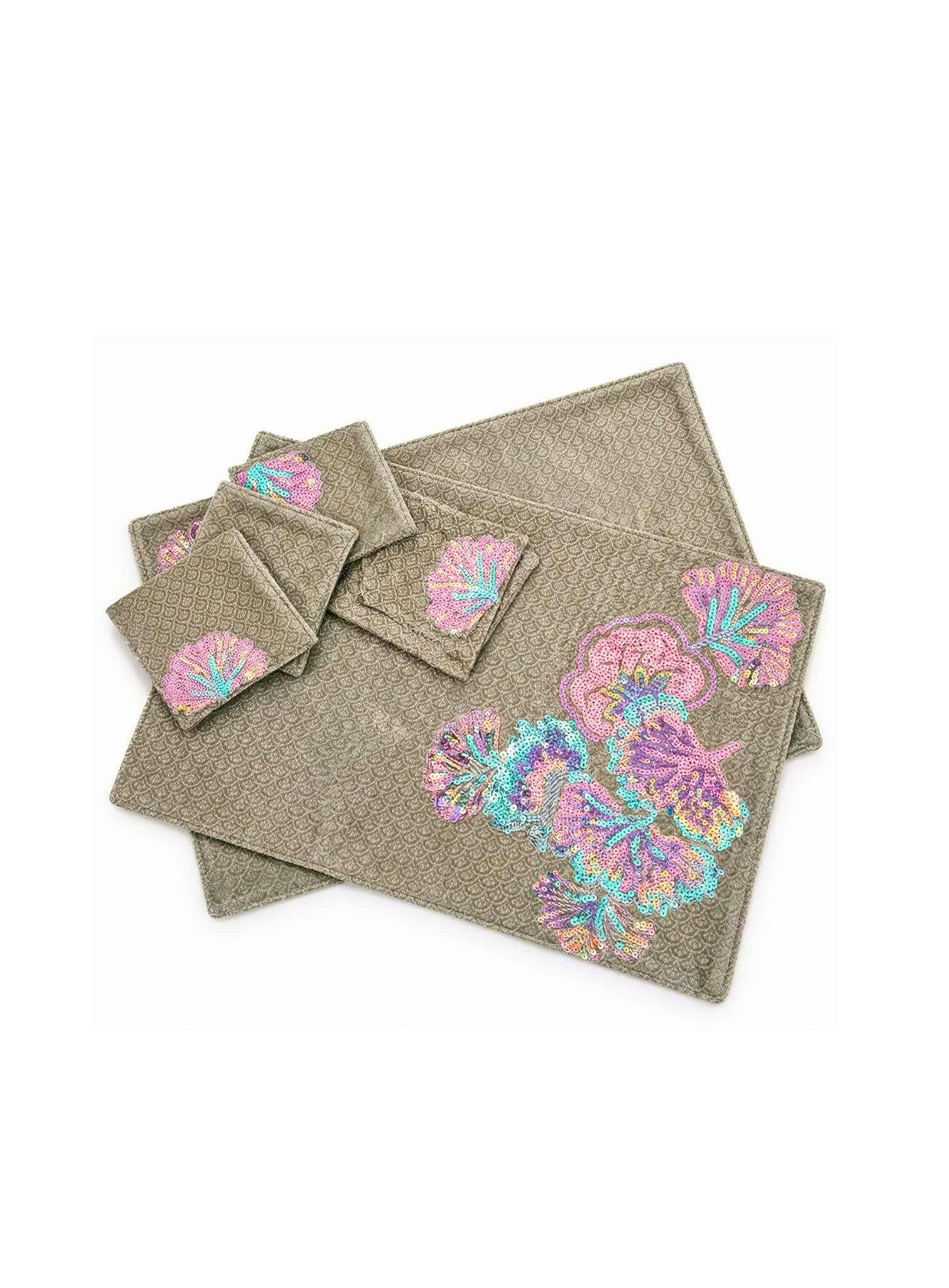 Pastel Bloom Brocade Table Mat (Pack of 6) – Table Mat by Grandeur