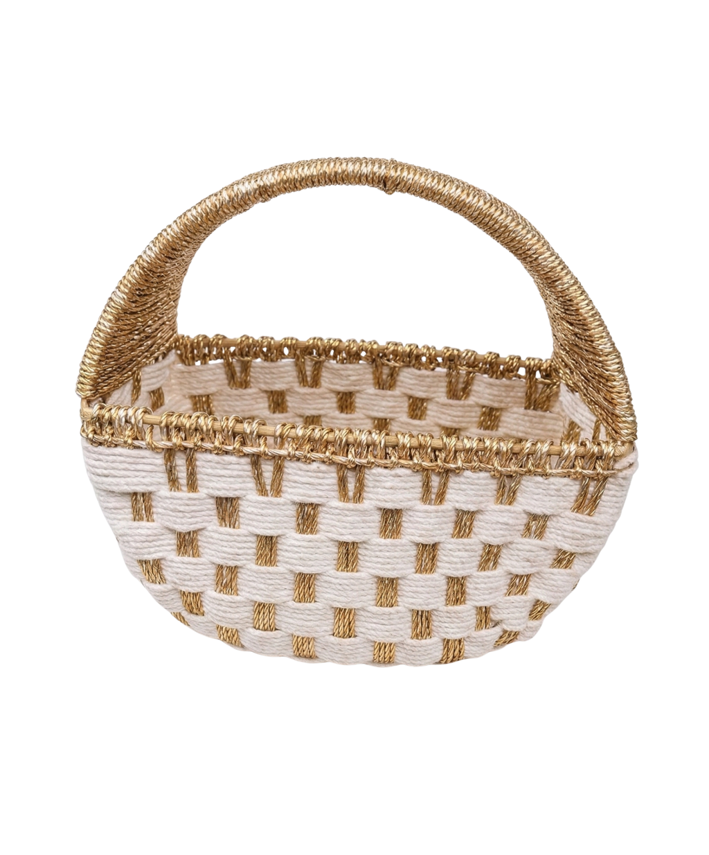 Gilded Lattice Artisan Woven Basket – Decorative Basket by Grandeur
