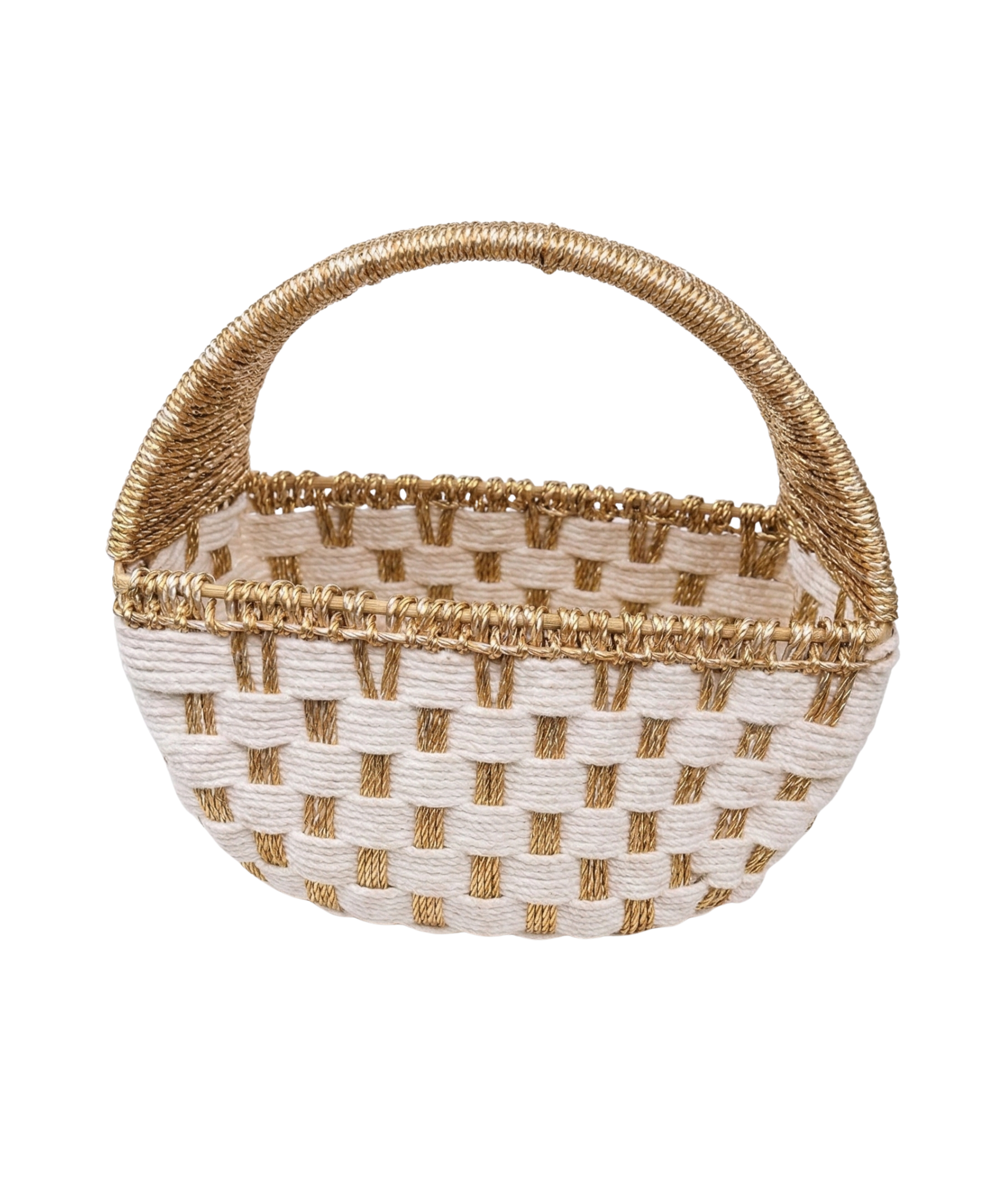Gilded Lattice Artisan Woven Basket – Decorative Basket by Grandeur